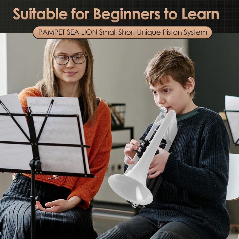 PAMPET SEA LION Professional Plastic Bb Trumpet Set for Student Beginner (White) - Image 3